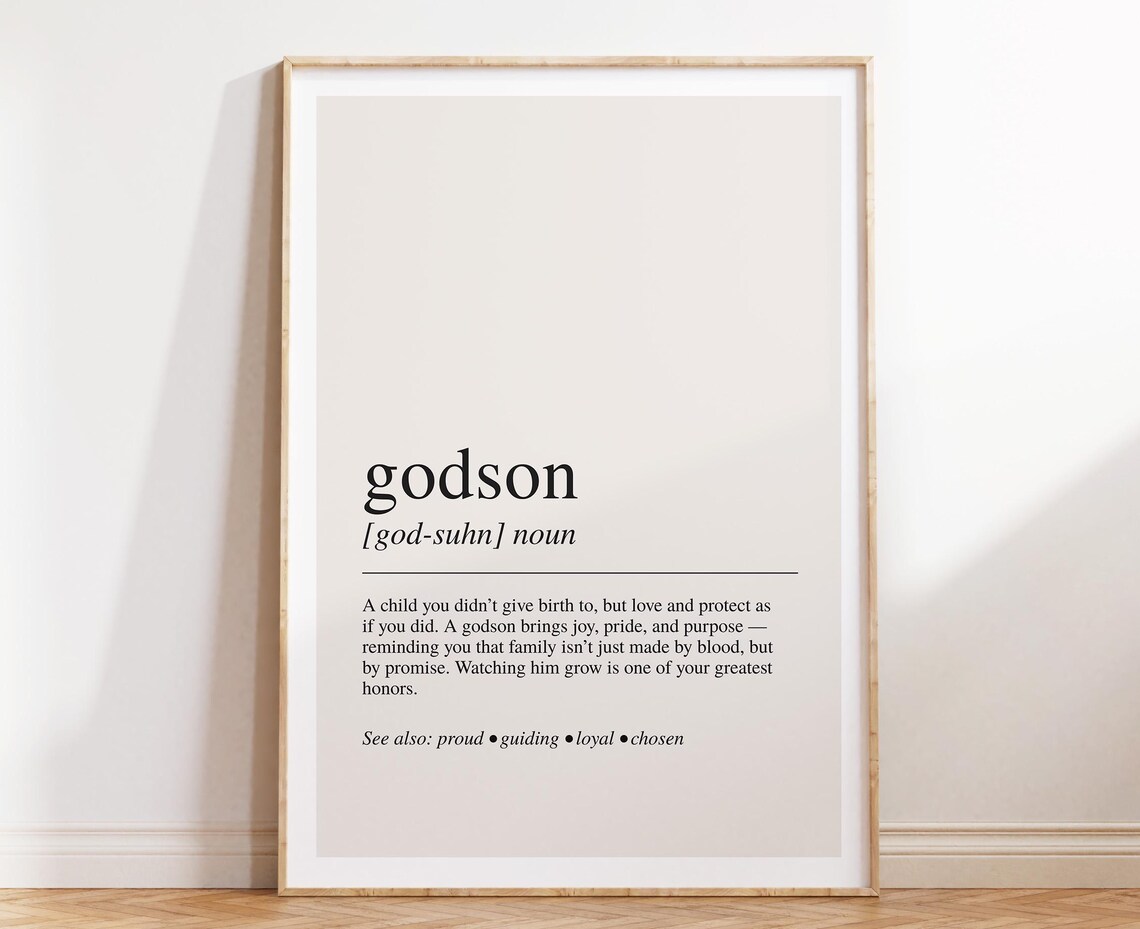 Godson Definition Noun Poster Sentimental Baptism Gift Family Quote Decor