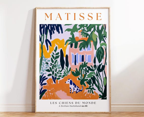 Sicilian Dachshund Art Print Matisse Style Italian Tile Mediterranean Decor