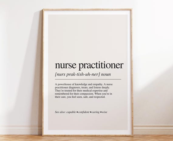 Nurse Practitioner Definition Art Print, Healthcare Wall Art