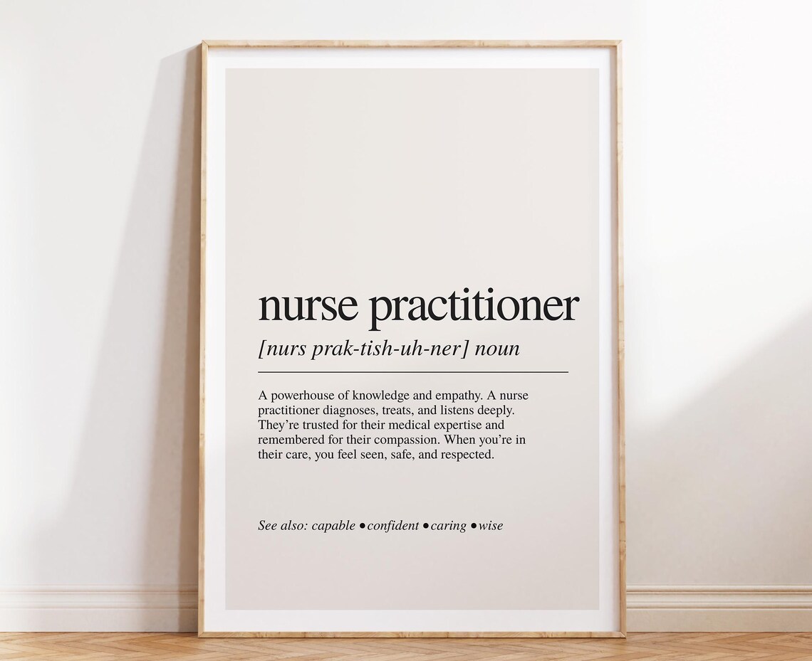 Nurse Practitioner Definition Art Print, Healthcare Wall Art