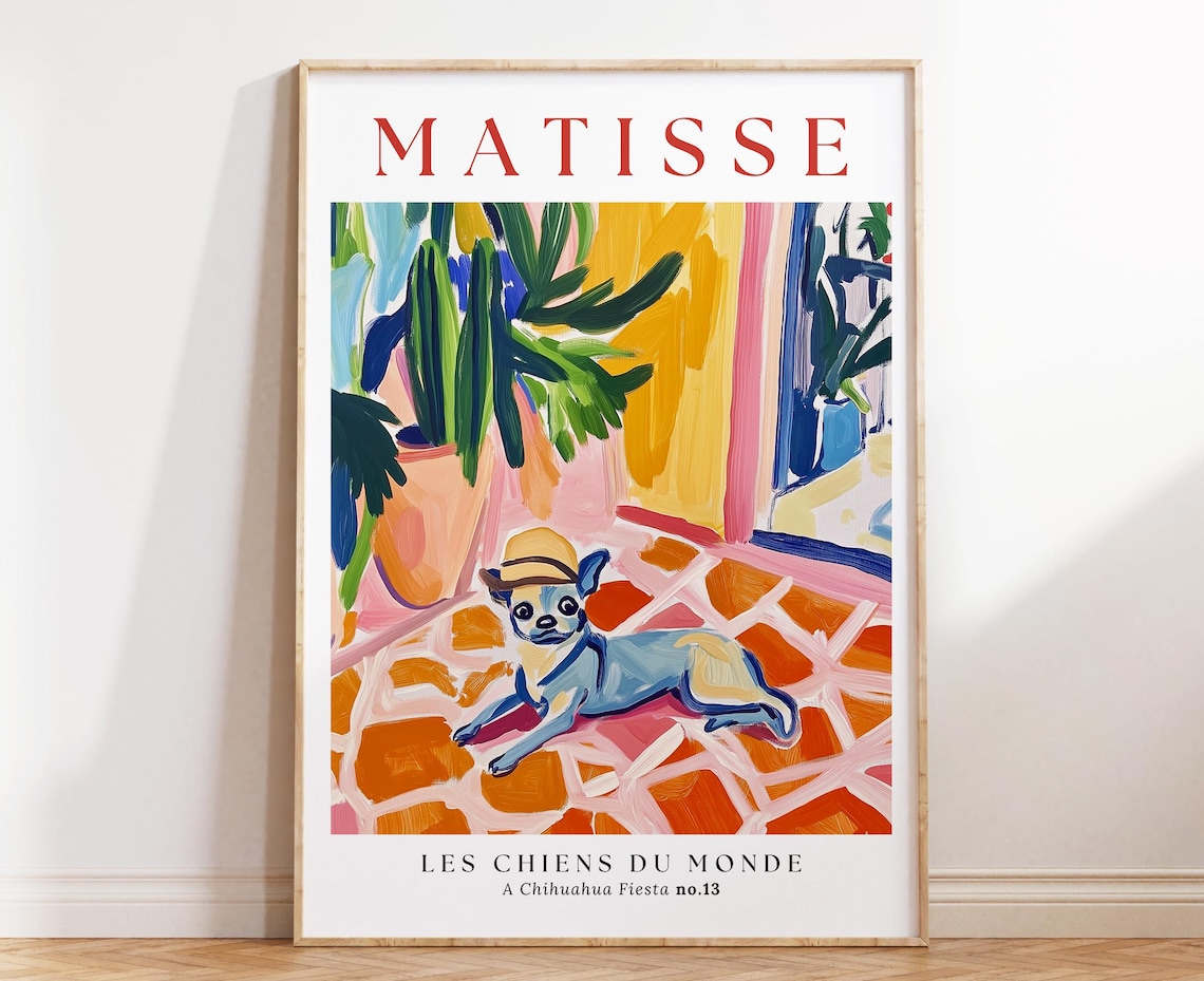 Chihuahua Fiesta Art Print, Matisse-Inspired Latin Decor
