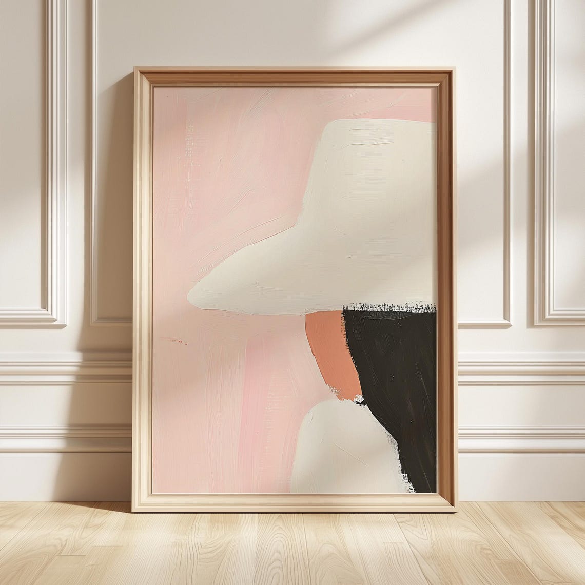 Minimalist Woman With Hat Art Print Abstract Female Portrait Soft Pastel Gouache Wall Decor