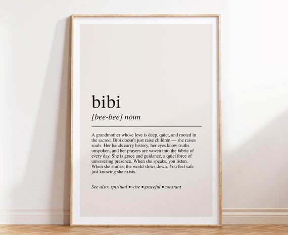 Beloved Bibi Dictionary Definition Word Art Grandmother Gift Poster
