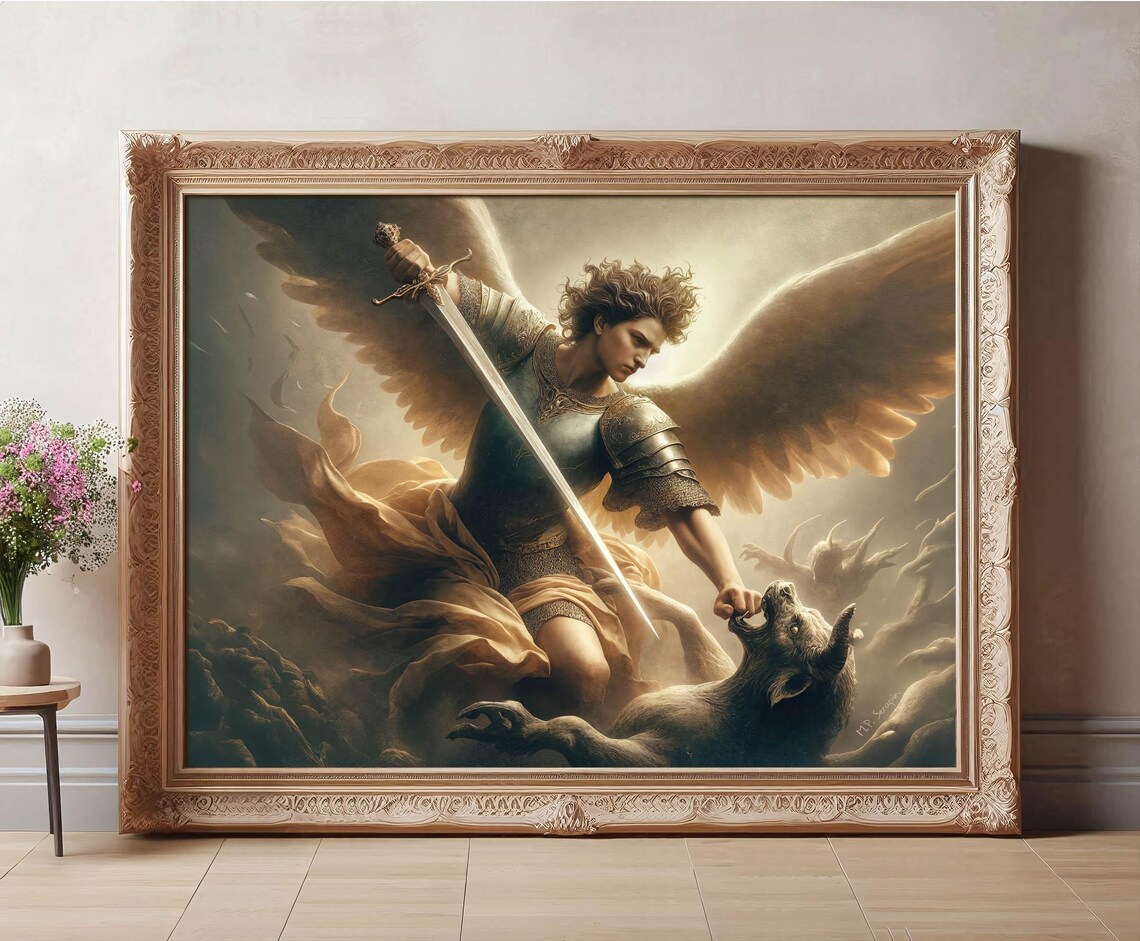 Saint Michael the Archangel, Gothic Dark Art Print - Image 4