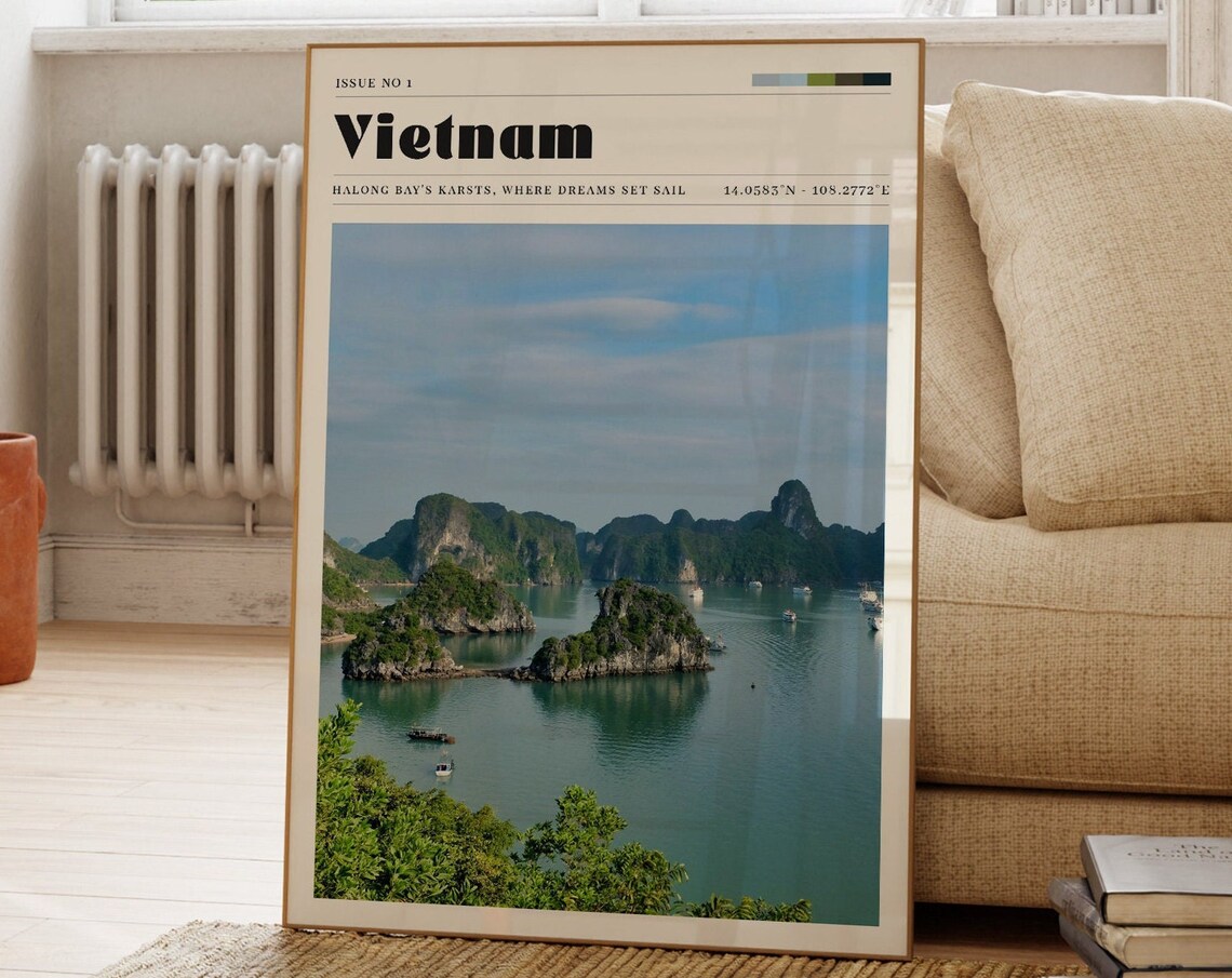 Vietnam Travel Poster, Halong Bay Landscape