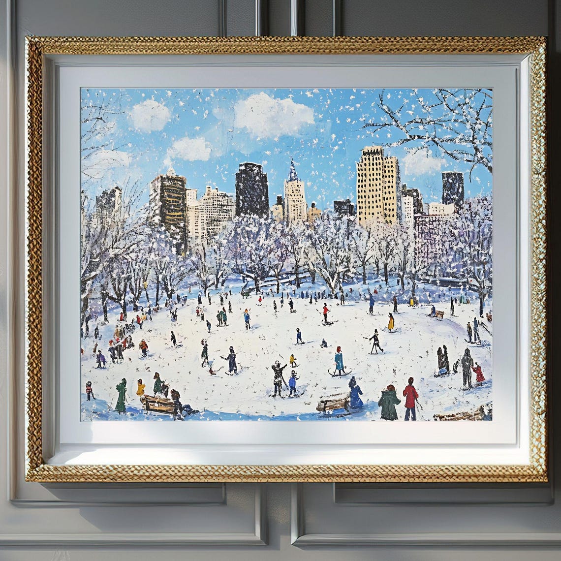 Central Park Winter Painting Snowy Impressionist New York Poster