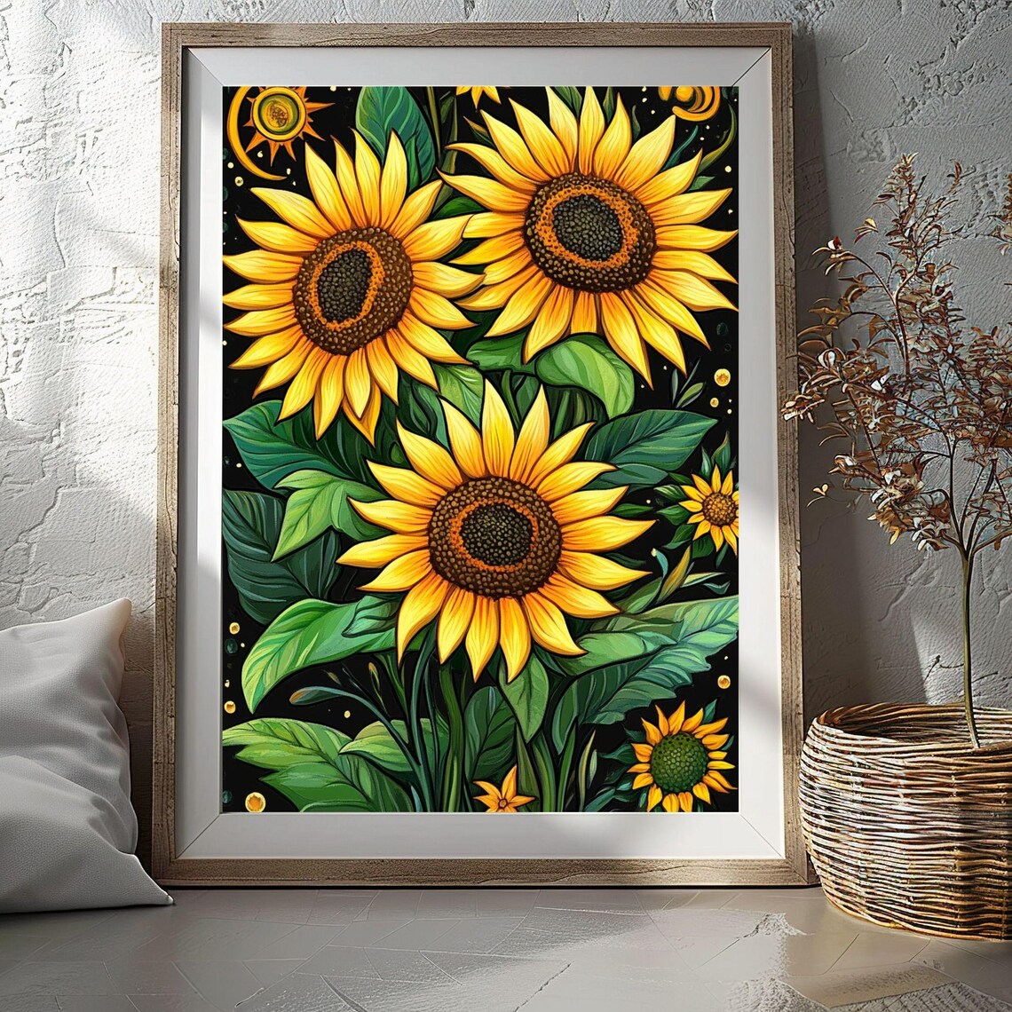 Sunflower Morning Dew Art Print, Nature Inspired