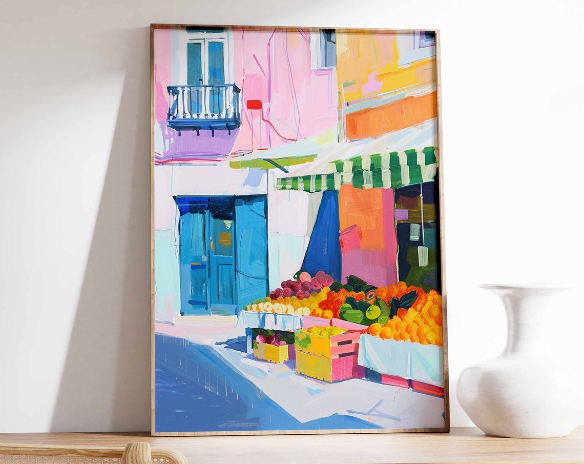 Fruit And Vegetable Market Poster Farmers Market Wall Art Food Print Kitchen Decor Rustic Food And Drink Art Food Poster Food Art