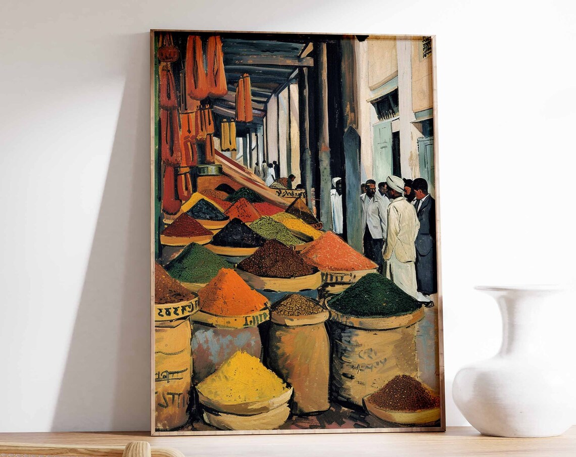 Indian Spice Market Poster Print, Cultural Decor