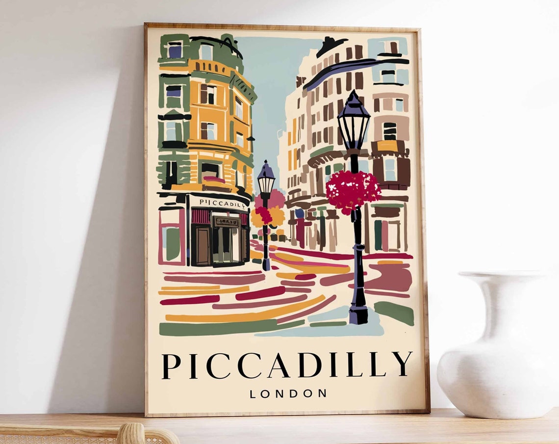 Piccadily Poster London Print London Art London Poster London Travel Print William Morris Print Retro London Art