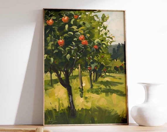 Apple Orchard Poster Kitchen Decor Food Print Farmhouse Wall Art Rustic Print Fruit Orchard Art Country Home Decor Vintage Poster