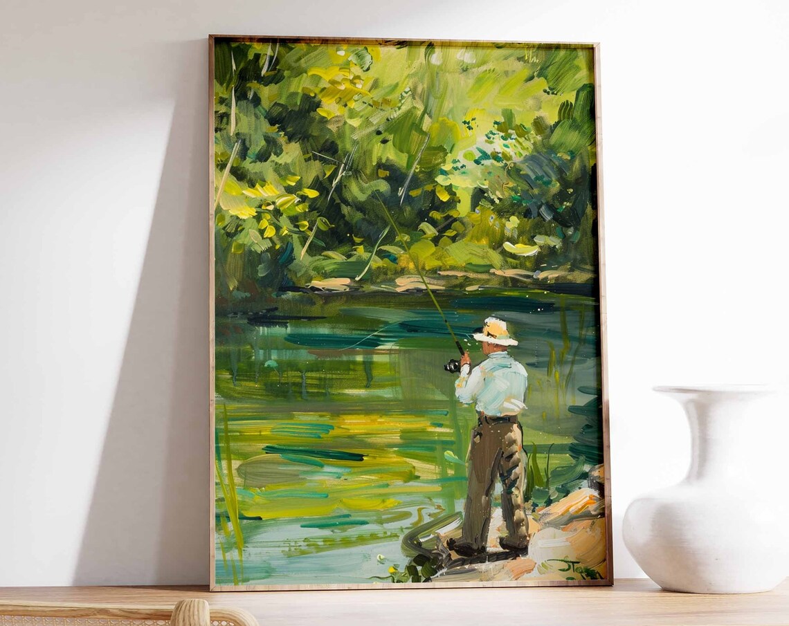 Fishing Poster Fishing Wall Art Gift For Fisherman Angling Art Floral Print Botanical Decor Outdoor Poster Adventure Poster