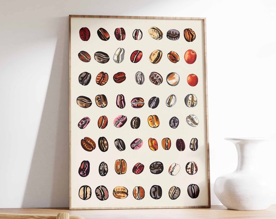 Coffee Bean Poster Coffee Art Coffee Poster Kitchen Decor Kitchen Poster Espresso Wall Art Coffee Shop Poster Drinks Art