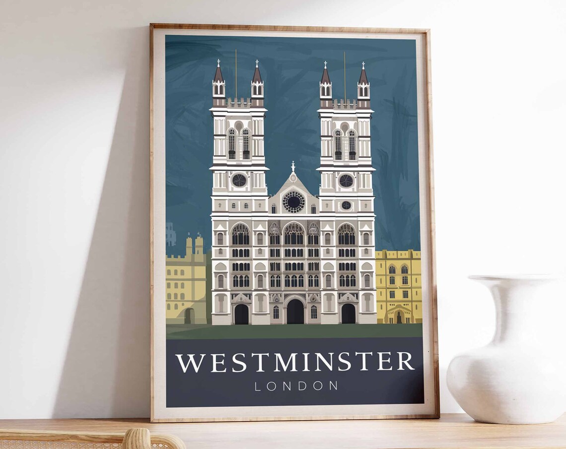 Westminster Abbey London Twin Towers Night Sky Travel Poster