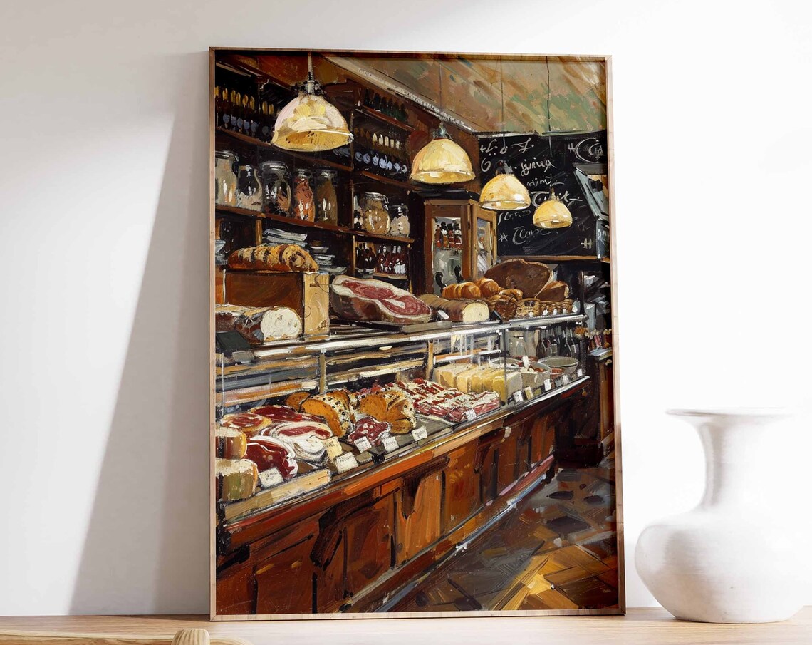 Vintage Delicatessen Poster, Kitchen and Cafe Art Print