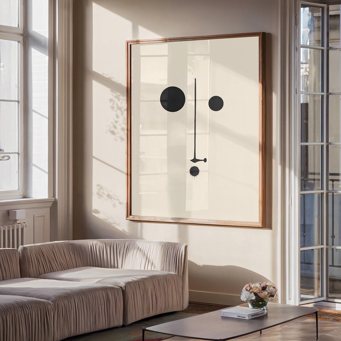 Minimalist One Line Face Art Print, Scandinavian Style