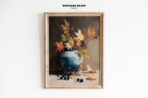 Moody Fall Floral Print Vintage Autumn Botanical Wall Art Rustic Farmhouse Thanksgiving Decor V371
