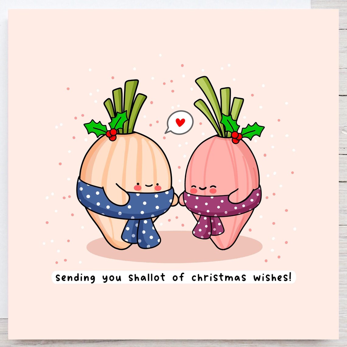 Kawaii Sending You Shallot of Christmas Wishes Pun Art Print