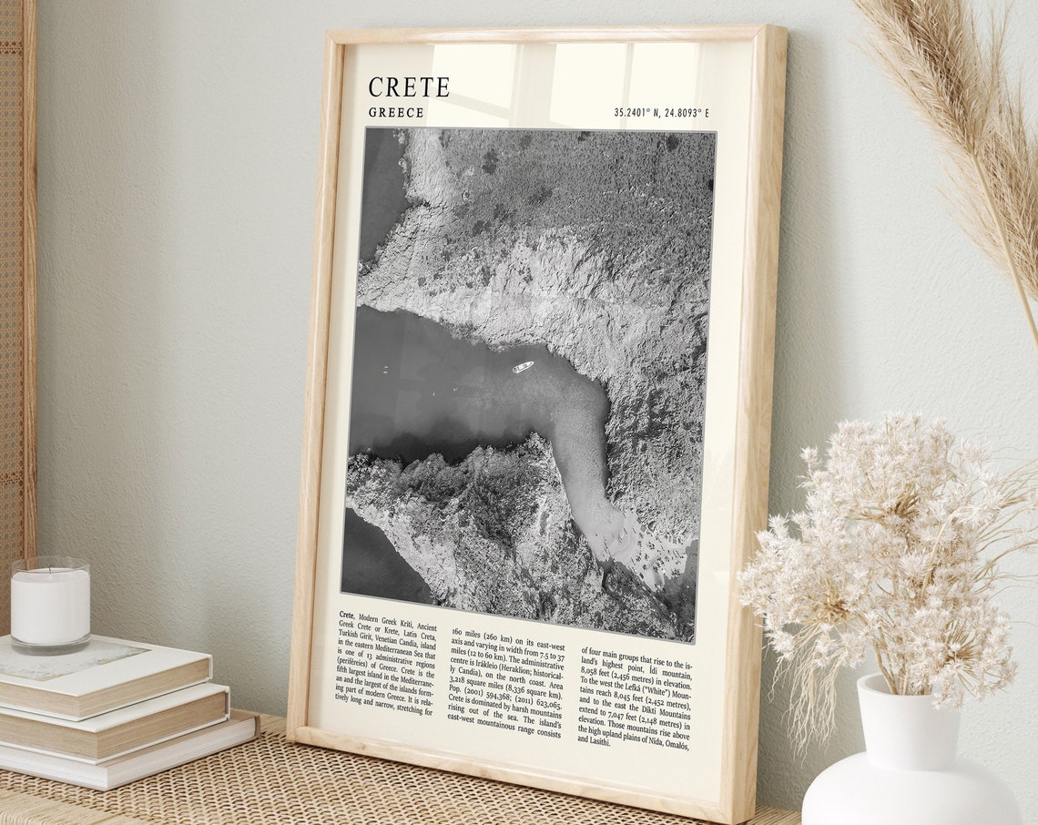 Crete Travel Poster Crete Travel Print Greece Travel Poster Vintage Travel Art Black And White Travel Print Travel Gift A1a2a3a4