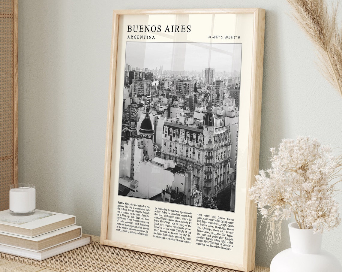 Buenos Aires Travel Poster Buenos Aires Travel Print Argentina Travel Poster Vintage Travel Art Black And White Travel Art A1a2a3a4