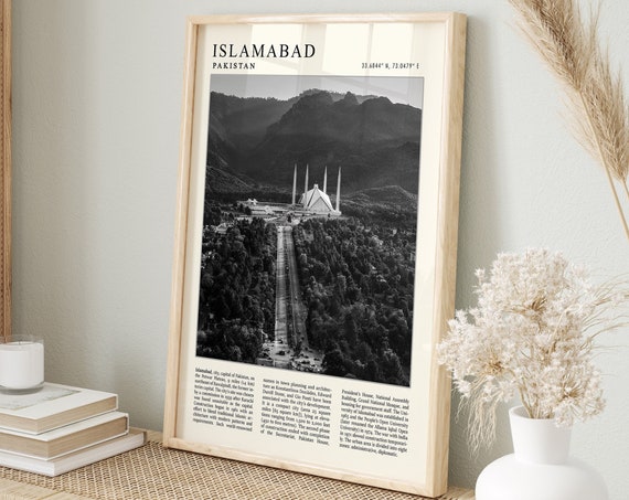 Islamabad Travel Poster Islamabad Travel Print Pakistan Travel Poster Vintage Travel Art Black And White Travel Print Gift A1a2a3a4