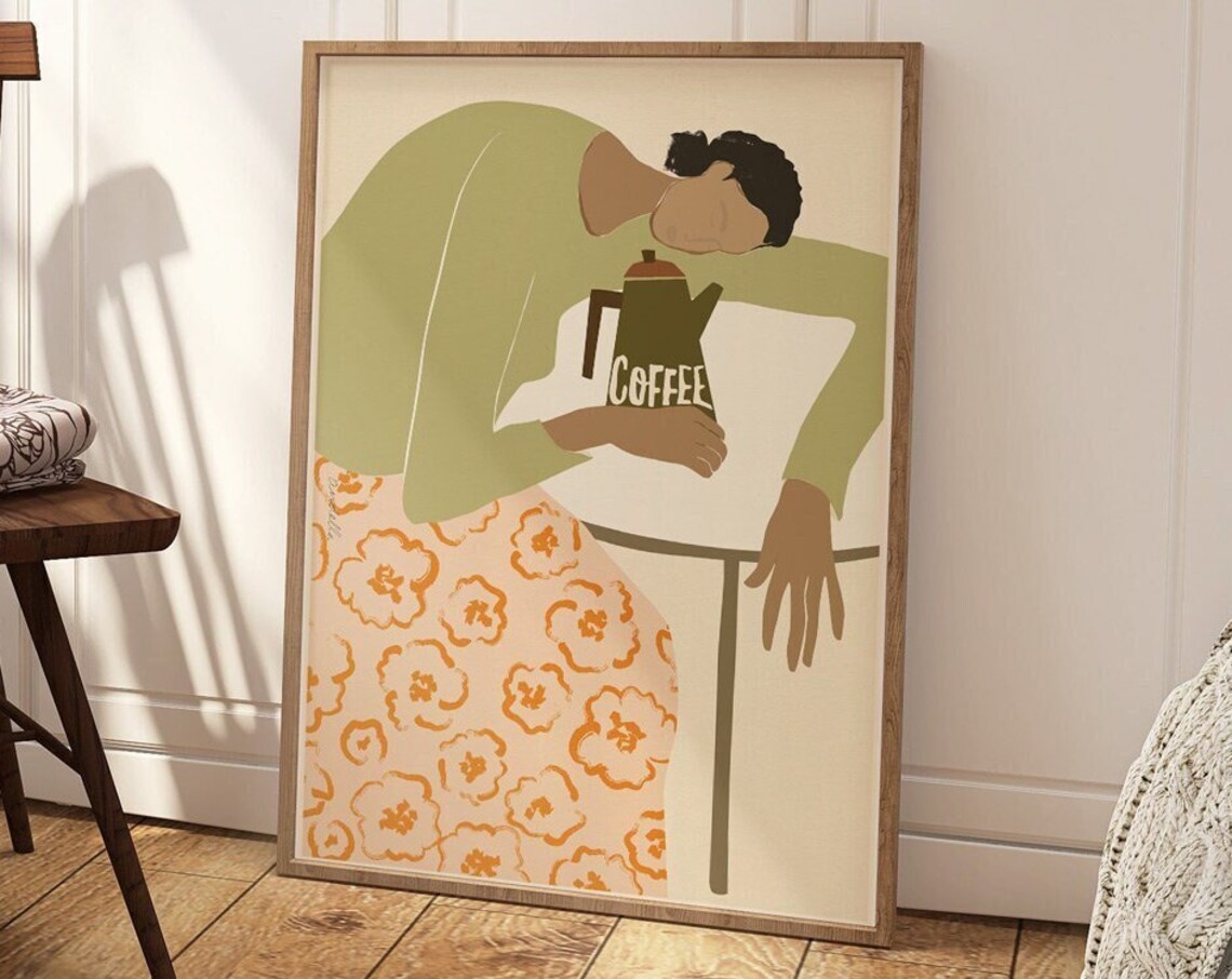 Modern Abstract Messy Bun Mom Life Art Print