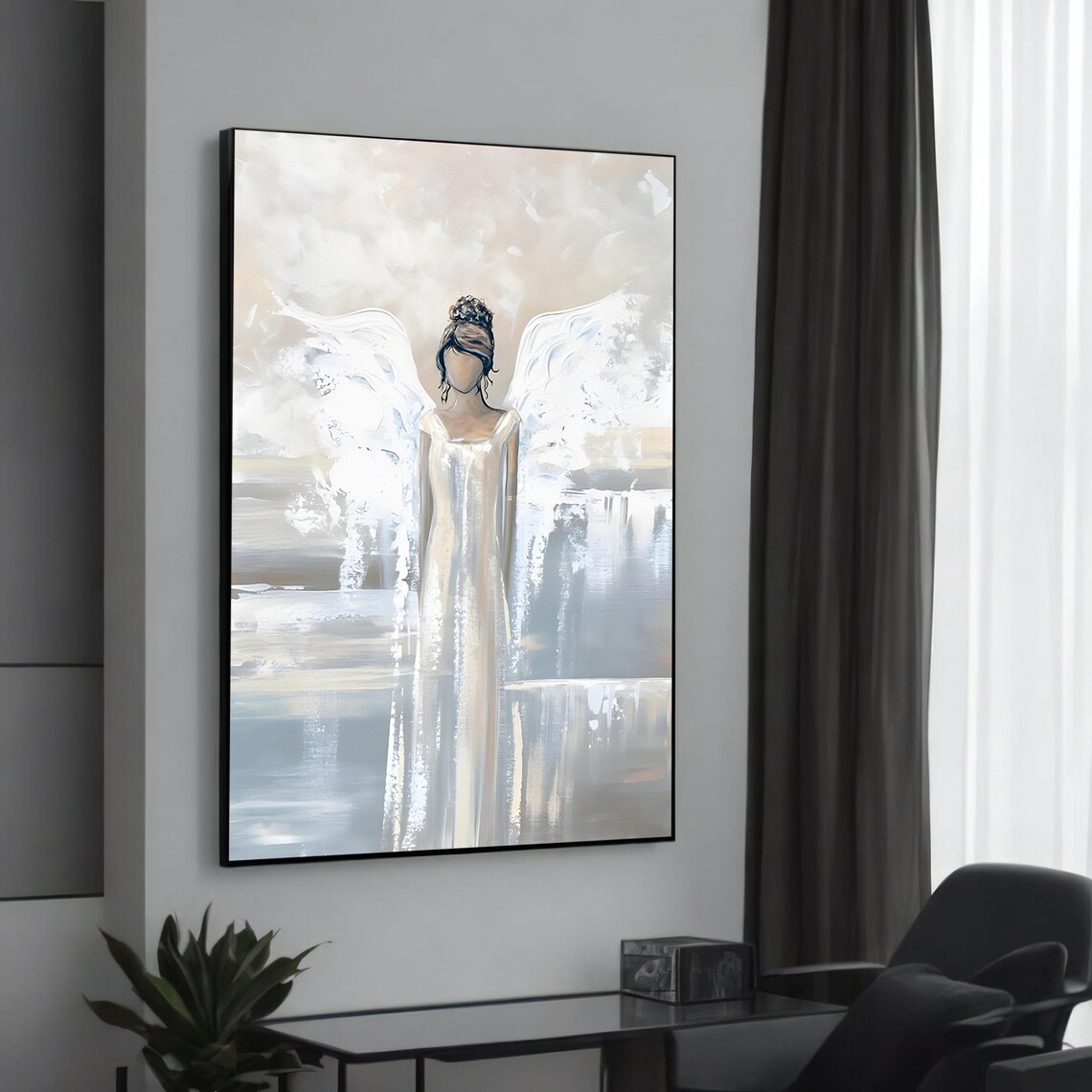 Graceful Angel In White, Modern Art Print