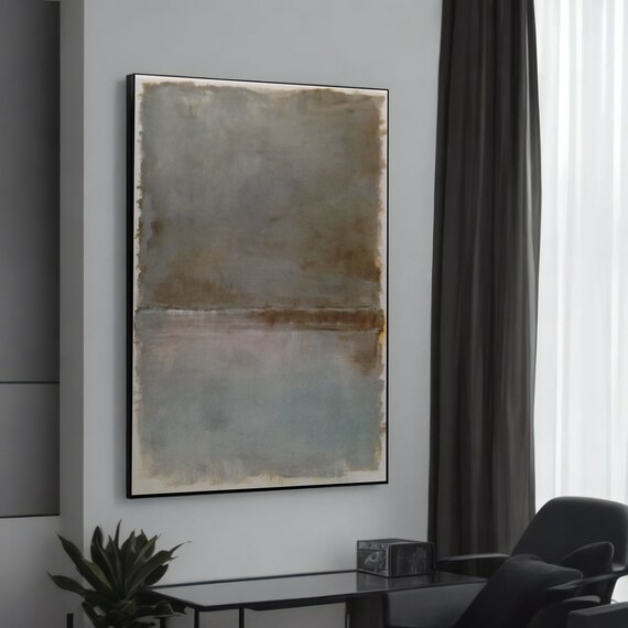Subtle Gray And Beige Mark Rothkoinspired Abstract Canvas Painting Modern Art For Home Decor Gift