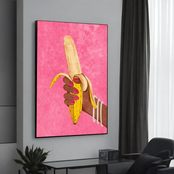 Playful Banana Erotic Canvas Painting Bold And Fun Art For Modern Home Dcor Lovers