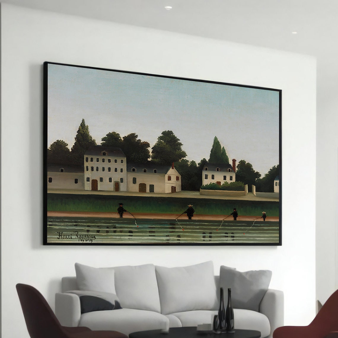 Henri Rousseau Fishermen Riverside Village Classic Painting Poster