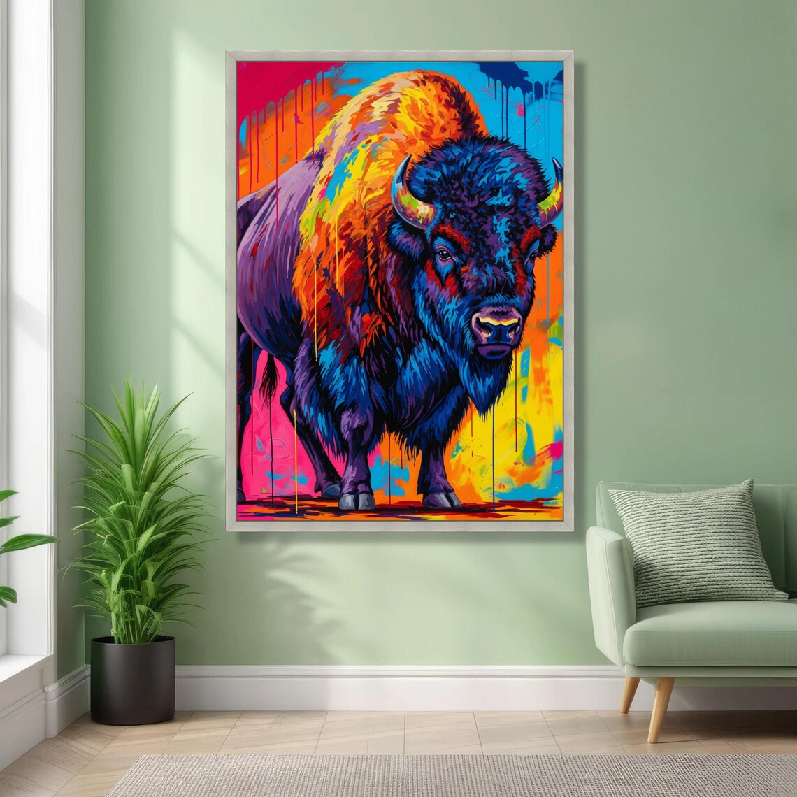 Abstract Bison Art Print, Modern Animal Decor