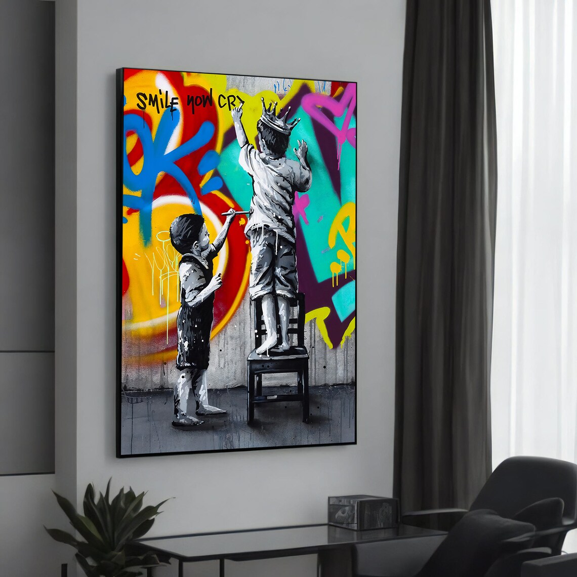 Smile Now Cry Kids Graffiti Colorful Urban Street Artwork Poster