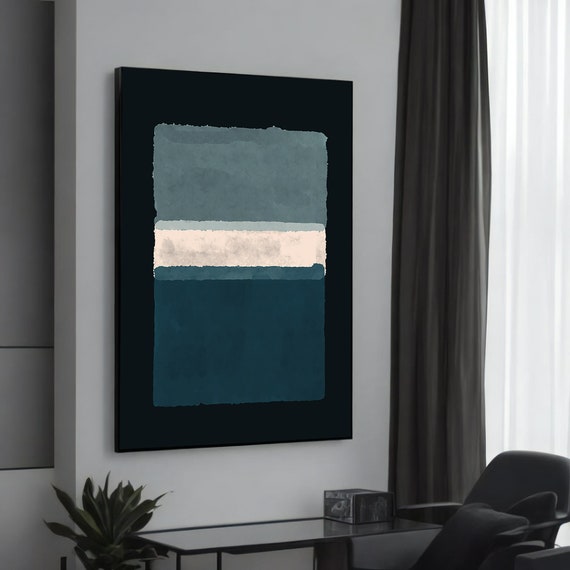 Mark Rothko Grey White And Blue Abstract Canvas Painting Modern Art For Living Room Elegant Wall Decor Gift