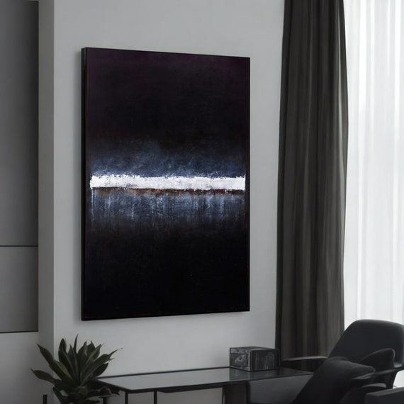 Minimalist Abstract Canvas Painting Dark Modern Wall Art Contemporary Home Decor Unique Gift For Enthusiasts Elegant Design