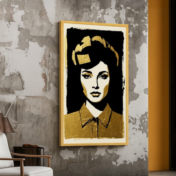 Elegant Woman Portrait Gold And Black Glamorous Fashion Poster