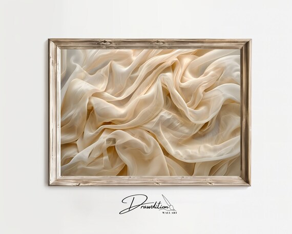 Cream Silk Draped Fabric Texture Beige Neutral Bedroom Poster