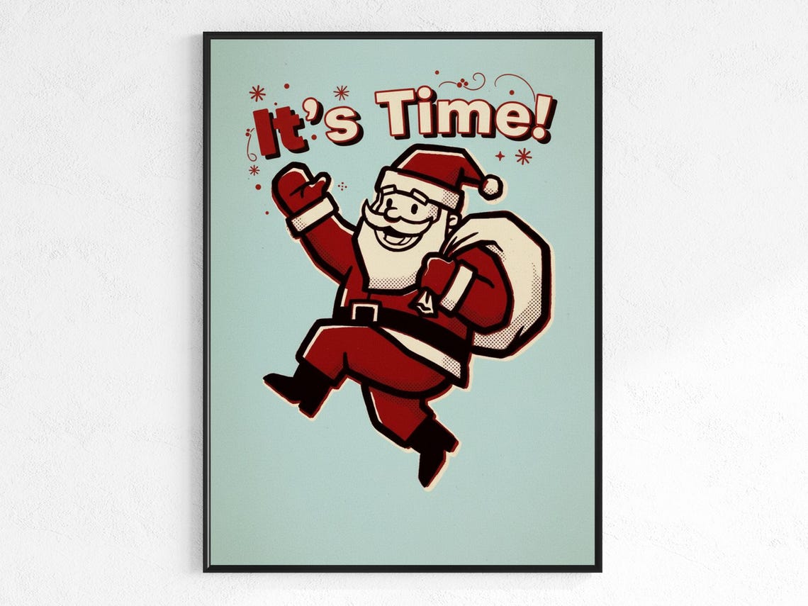 Santa Claus Poster Retro Vintage Print Christmas Gift Ideas