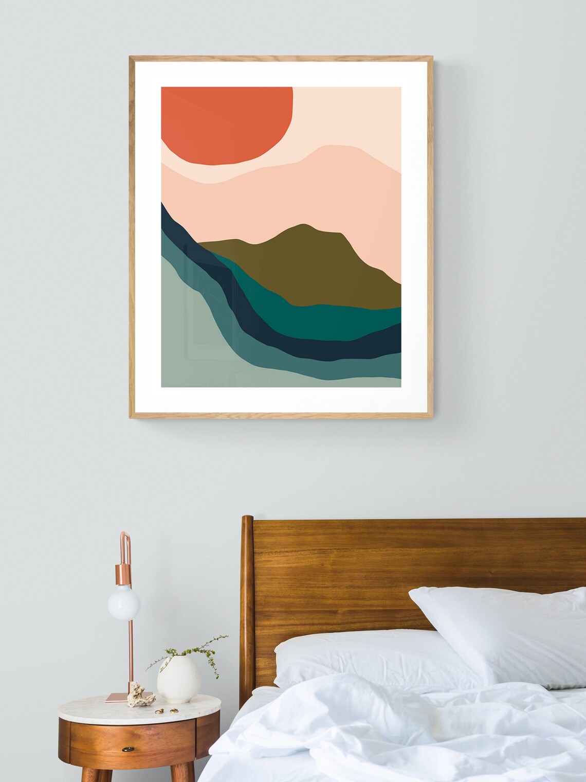 Abstract Mountain Minimal Beach Art Print, Boho