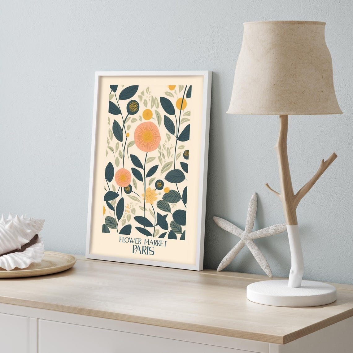 Paris Flower Market Peach Wildflower Botanical Wall Decor Poster - Image 3