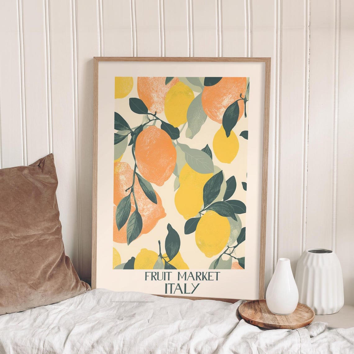 Fruit Market Italy Vintage Citrus Lemon Orange Kitchen Poster