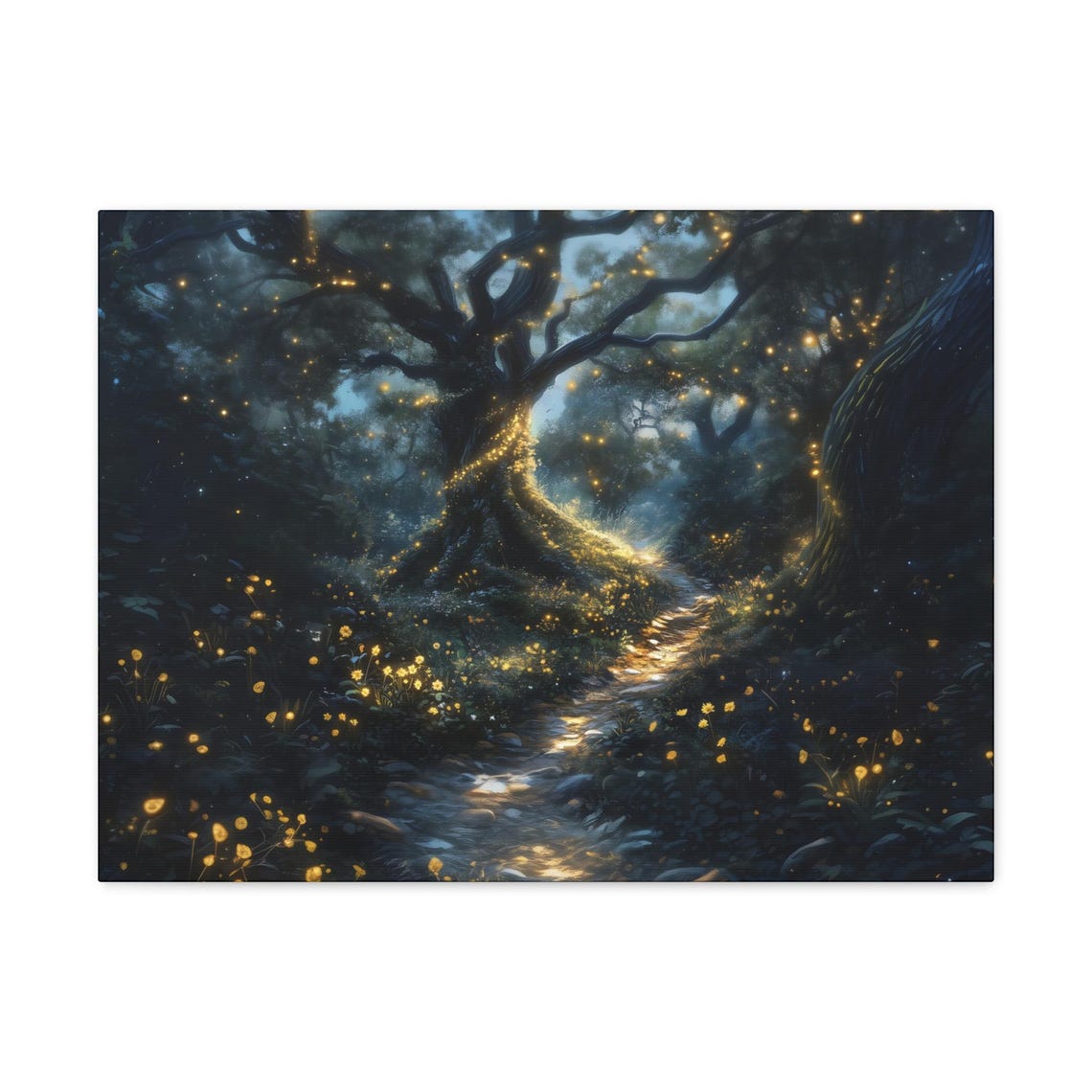 Magical Firefly Forest With Glowing Tree Moonlit Path Poster - Image 3