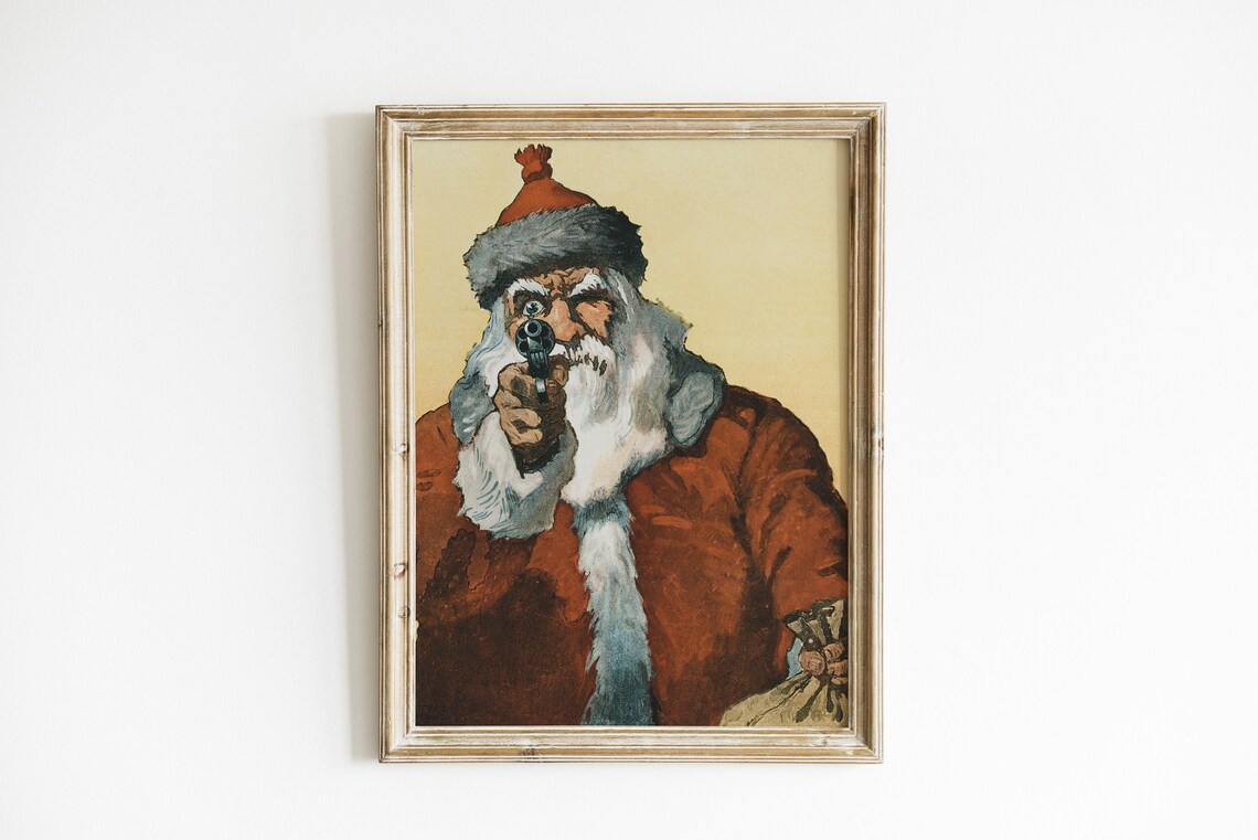 Vintage Santa Claus Antique Christmas Painting Holiday Portrait Poster