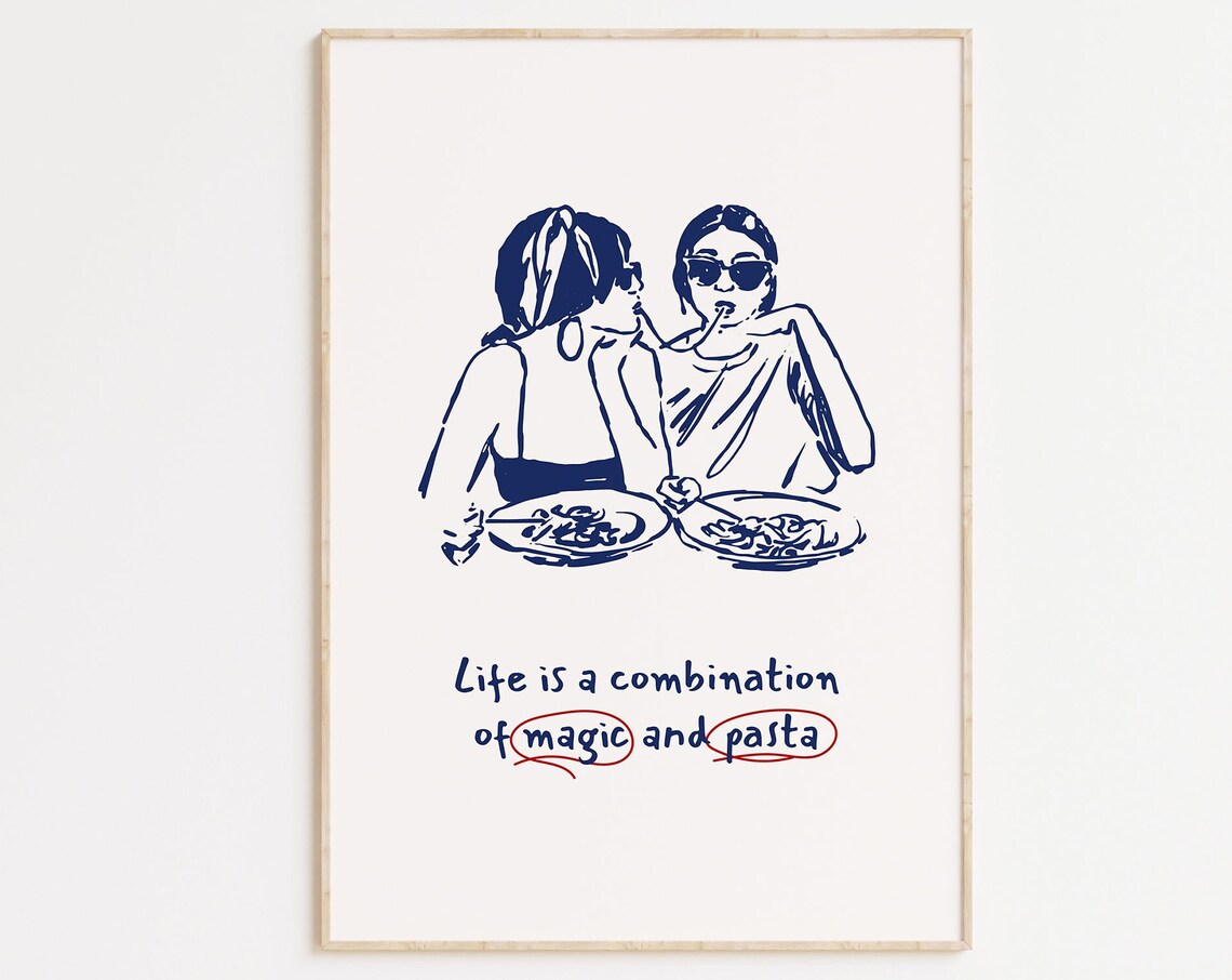 Life Is A Combination Of Magic And Pasta Retro Girls Dinner Poster
