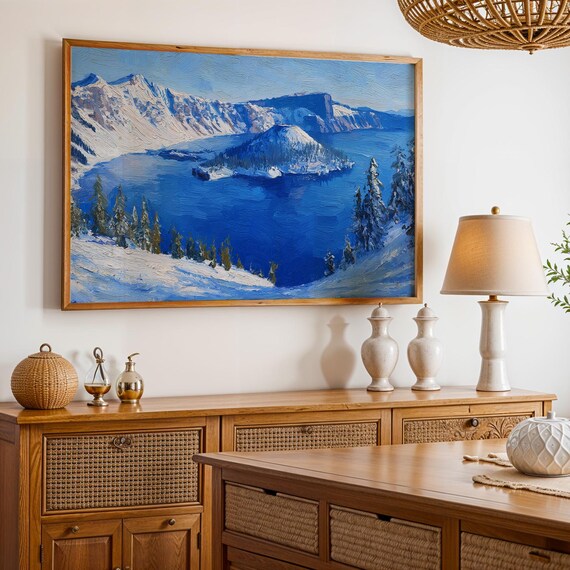 Crater Lake National Park Poster, Oil Painting
