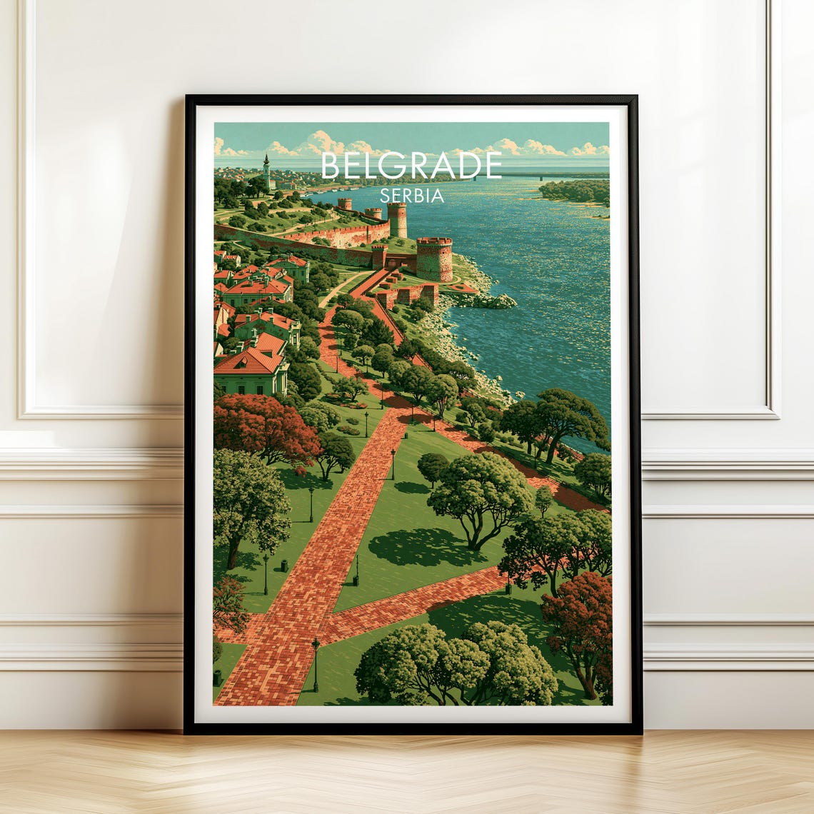 Belgrade Serbia Vintage Travel Poster