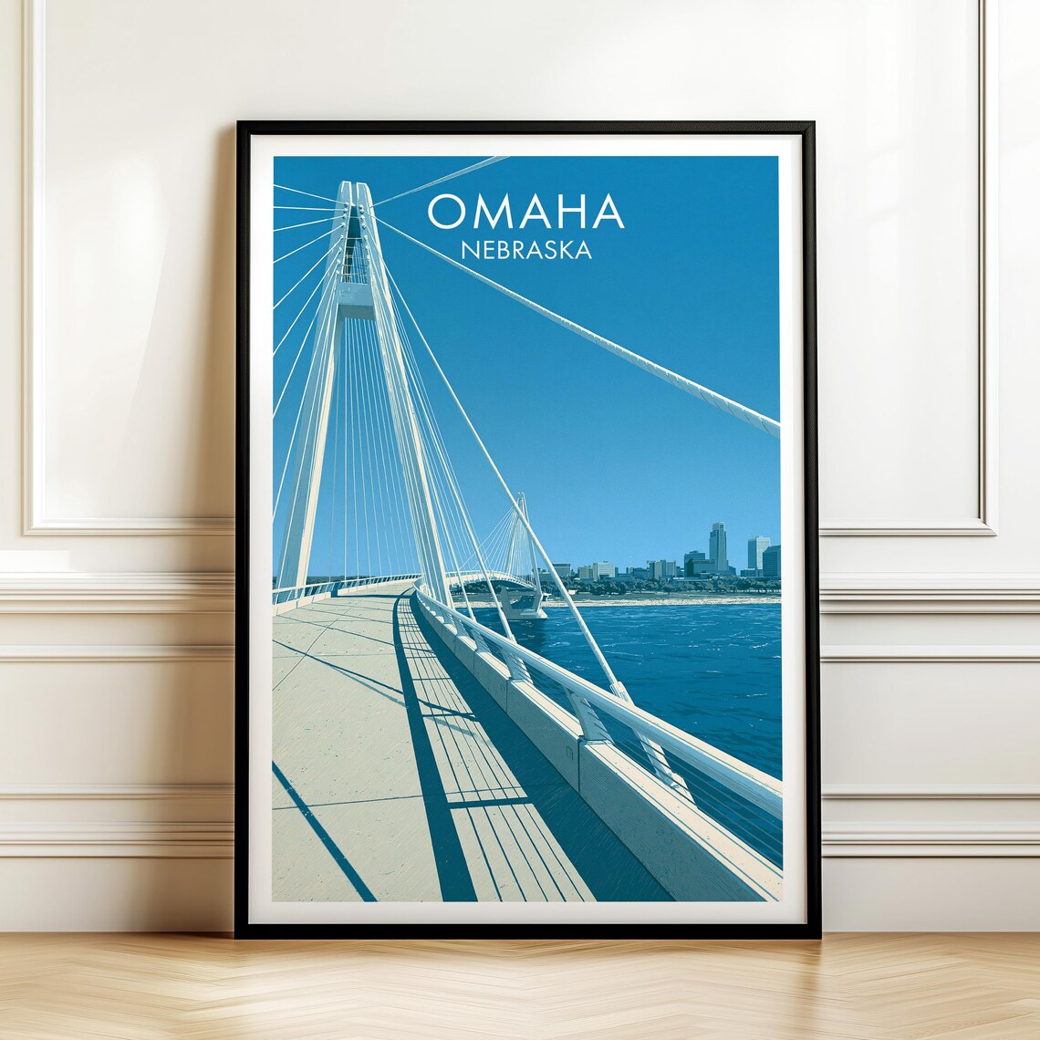 Bob Kerrey Pedestrian Bridge Omaha Nebraska Travel Poster
