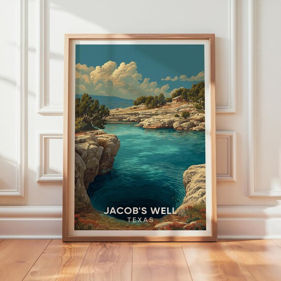 Jacobs Well Texas Vintage Travel Poster