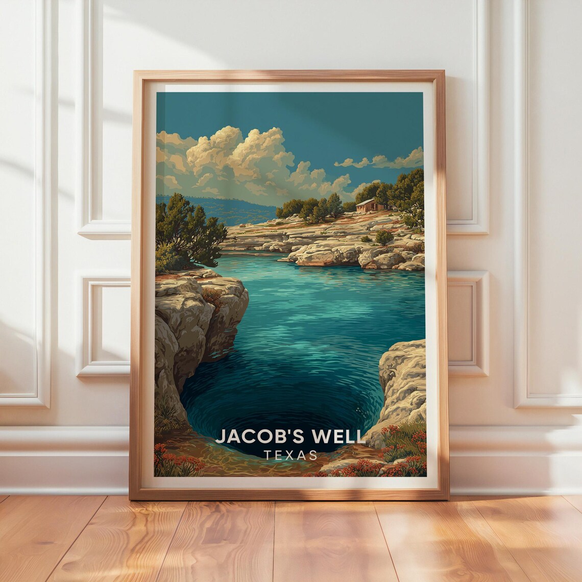 Jacobs Well Texas Vintage Travel Poster
