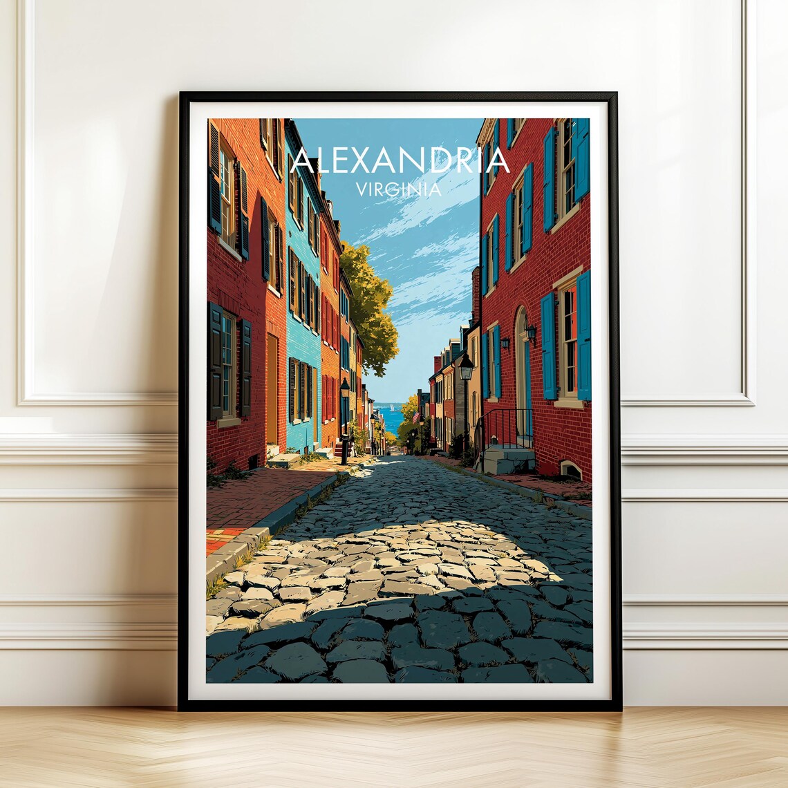 Alexandria Virginia Vintage Cityscape Travel Poster