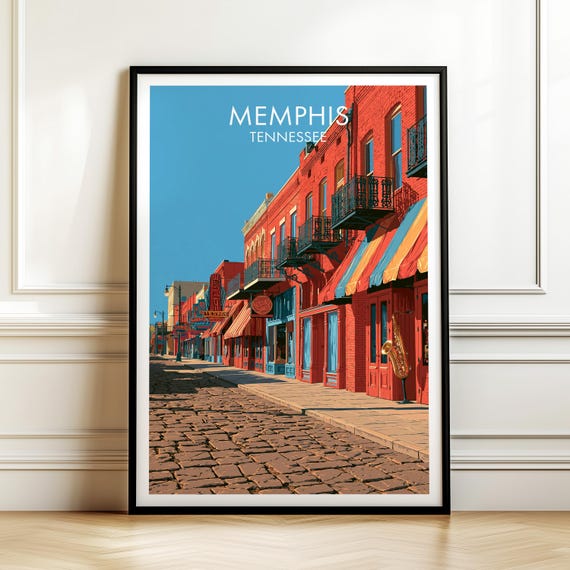Beale Street Memphis Tennessee Poster Vintage Travel Wall Art Decor Usa Cityscape Print Gift
